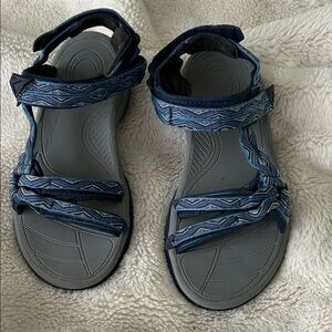 Blue and Gray Strappy Teva Sandals.  Size 8